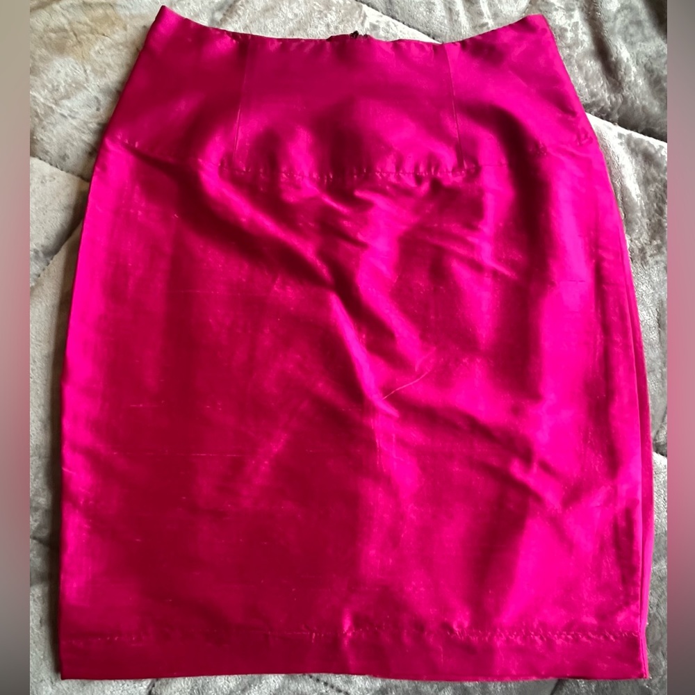 100% Raw Silk Skirt Hot Pink Classy 80s vibe
